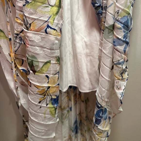 Alex Marie NWT Floral Halter Dress Semi Sheer, Chain Detail High Low Chiffon 2 - Picture 6 of 16